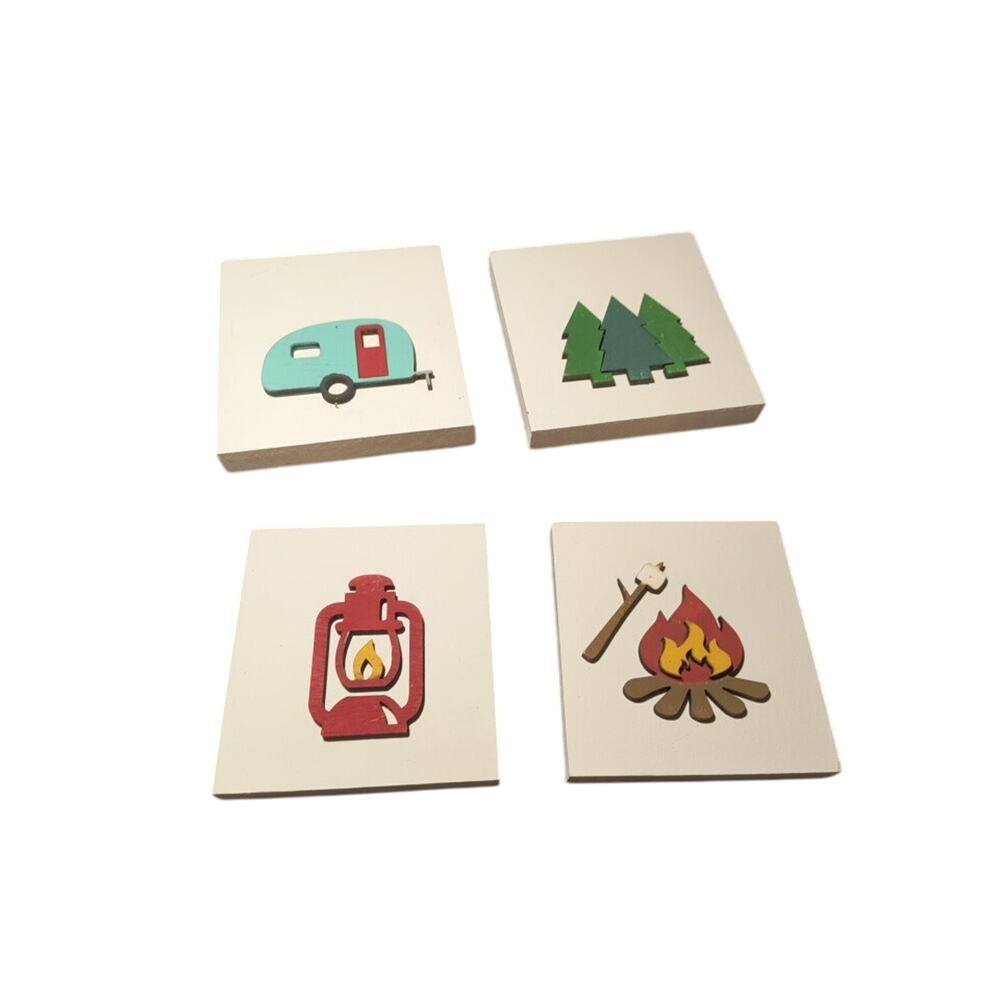 Woodsy Outdoors theme blocks boy's decor Camper Woods Campfire Lantern